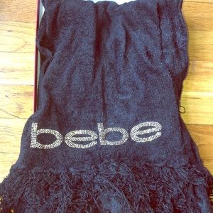 Black fleece long BEBE scarf- worn once